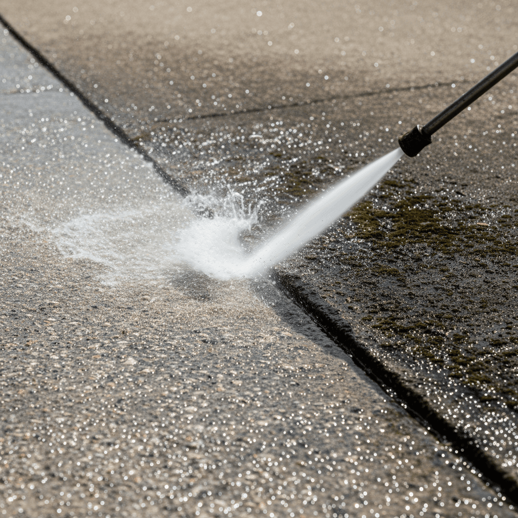 Precision concrete cleaning results on driveway